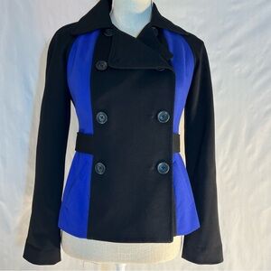 Yoana Baraschi Anthropologie Royal Blue & Black Knit Double Breasted Jacket 2👍